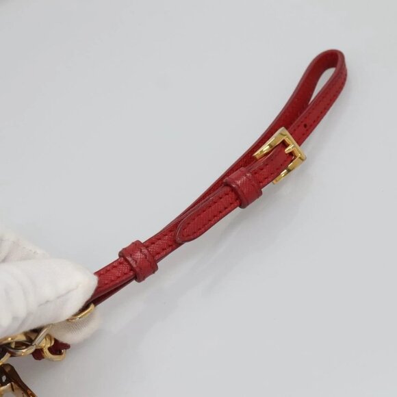 PRADA Shoulder Bag Nylon Red Gold Auth 136649 - Picture 10 of 16